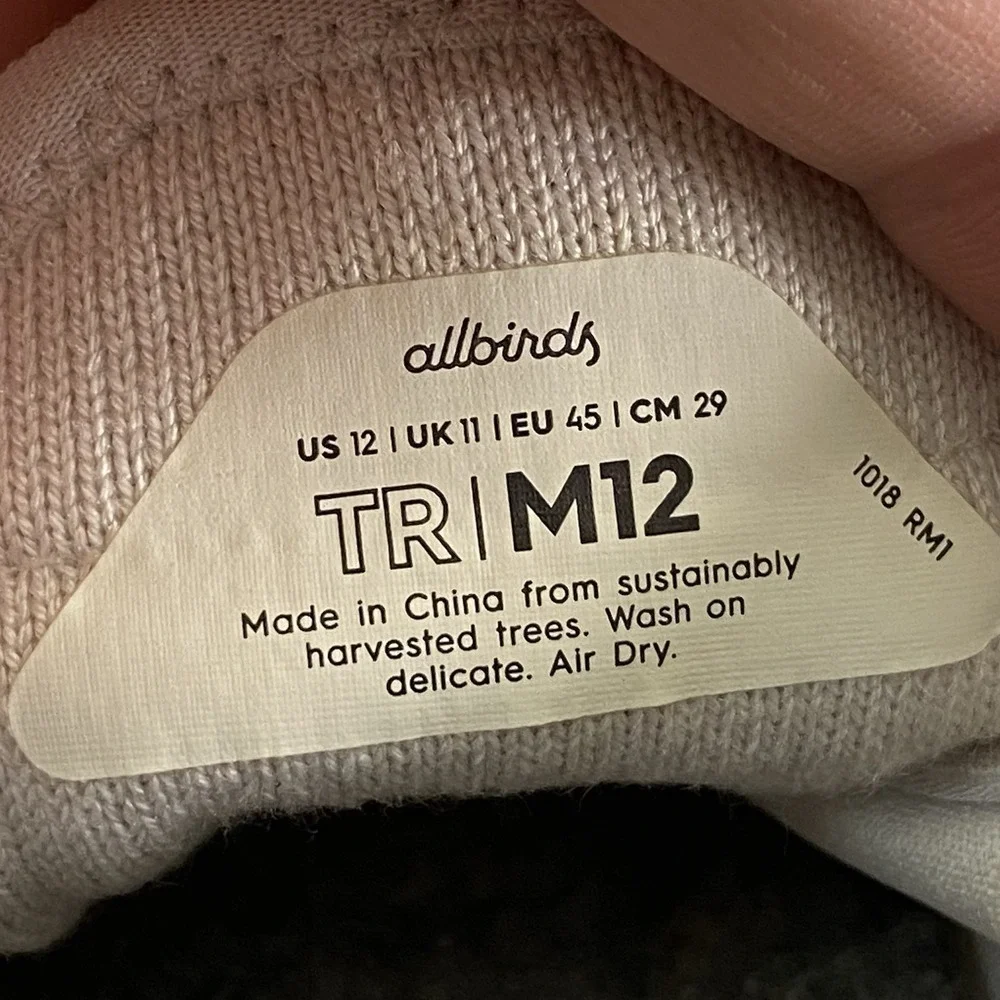 Allbirds Tree Runner Sneakers Mens 12 Beige Wheat Mesh Walking Athletic Casual